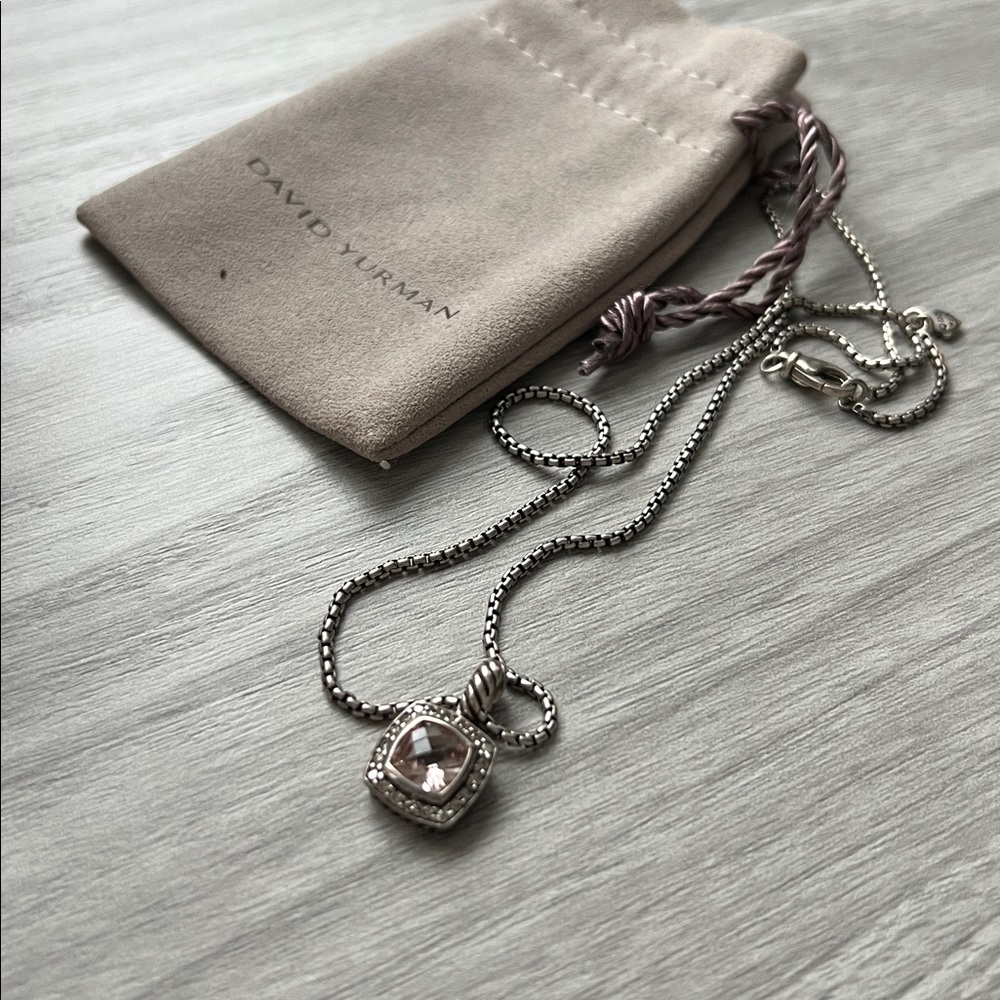 Authentic David Yurman Albion pendant necklace morganite and diamonds - Picture 3 of 9